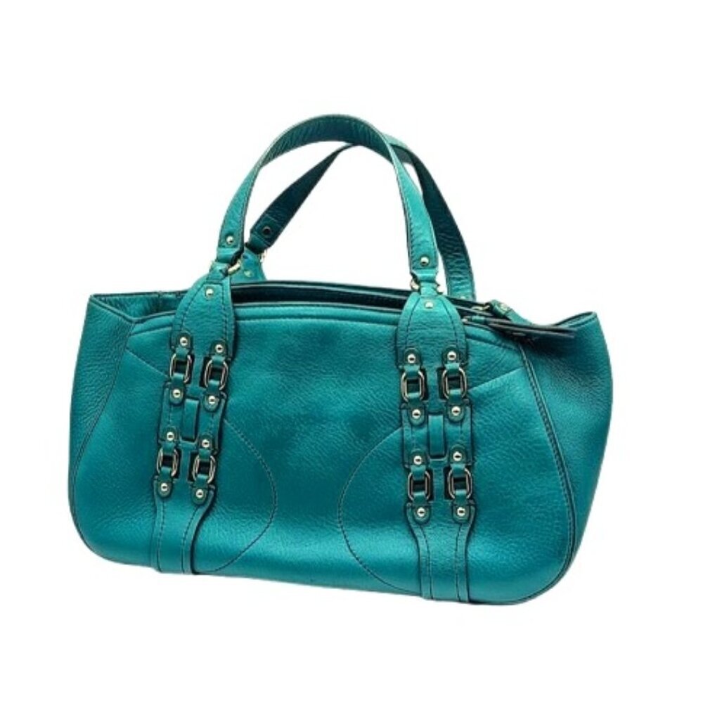 Cole Haan Village F05 Teal Blue Leather Satchel Bag